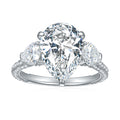 Jewelry wholesale Wholesale Moissanite D/VVS1 Pear Cut Three-Prong Three-Stone Pavé Shoulder Engagement Ring – 18K White Gold Vermeil on 925 Silver, GRA Certified