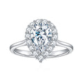 Jewelry wholesale Wholesale Moissanite D/VVS1 Pear Cut Three-Prong Halo Engagement Ring – 18K White Gold Vermeil on 925 Silver, GRA Certified