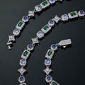 Wholesale Geometric Colorful Gem Cubic Zirconia Hip Hop Necklace,7in-24in