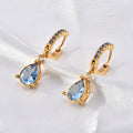 Wholesale Cubic Zirconia Teardrop Elegant 304 Stainless Steel Drop Earrings-18K Gold Plated, Waterproof