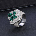 Jewelry wholesale Wholesale Trendy Flower Cubic Zirconia Hip Hop Solitaire Ring