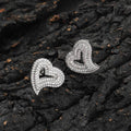 Wholesale hollow heart Cubic Zirconia hip-hop Ear Studs