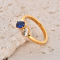 Jewelry wholesale Wholesale Two-Stone Cubic Zirconia Elegant 304 Stainless Steel Ring – 18K Gold Plated, Waterproof