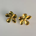 Wholesale Flower Lovely 304 Stainless Steel Stud Earrings-18K Gold Plated, Waterproof