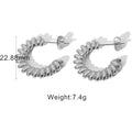 Wholesale Twisted Elegant 304 Stainless Steel Hoop Earrings-18K Gold Plated, Waterproof