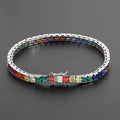 Wholesale Colorful Cubic Zirconia HipHop Tennis Bracelet, Chain 7in-9in