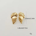 Wholesale Wing Feather Elegant 304 Stainless Steel Stud Earrings-18K Gold Plated, Waterproof