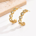 Jewelry wholesale Wholesale Serrated Bezel Vintage 304 Stainless Steel Hoop Earrings, Waterproof