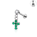 Jewelry wholesale Wholesale G23 Titanium 16G Internally Thread CZ Cross Flat Back Stud Tragus Piercing