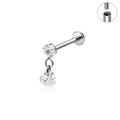 Jewelry wholesale Wholesale G23 Titanium 16G Internally Thread CZ Flat Back Stud Tragus Piercing
