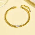 Jewelry wholesale Wholesale Marquise Cubic Zirconia & Infinity Link Minimalist 304 Stainless Steel Bracelets, Waterproof