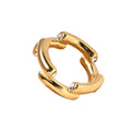 Jewelry wholesale Wholesale Two-Tone Segment Cubic Zirconia Trendy 304 Stainless Steel  Ring – 18K Gold Plated, Waterproof