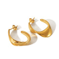 Jewelry wholesale Wholesale U Shaped Trendy 304 Stainless Steel Hoop Earrings-18K Gold Plated, Waterproof