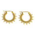 Wholesale Sunburst Elegant 304 Stainless Steel Hoop Earrings-18K Gold Plated, Waterproof