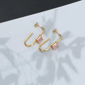 Wholesale U Shaped Pink Cubic Zirconia Trendy 304 Stainless Steel Hoop Earrings-18K Gold Plated, Waterproof
