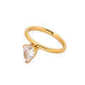 Jewelry wholesale Wholesale Pear Cubic Zirconia Trendy 304 Stainless Steel Ring – 18K Gold Plated, Waterproof