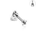 Jewelry wholesale Wholesale G23 Titanium 18G Push in CZ Trillion Dangle Ear Flat Back Stud Helix and Tragus