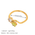 Jewelry wholesale Wholesale Two-Stone Bypass Cubic Zirconia Minimalist 304 Stainless Steel Band Ring – 18K Gold Plated, Waterproof