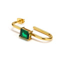 Jewelry wholesale Wholesale Green Cubic Zirconia Minimalist 304 Stainless Steel Hoop Earrings-18K Gold Plated, Waterproof