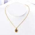 Wholesale Oval Black&White Cubic Zirconia Minimalist 304 Stainless Steel Pendant Necklace – 18K Gold Plated, Chain 17.72in + 2.36in, Waterproof