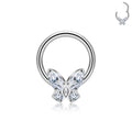 Jewelry wholesale Wholesale G23 Titanium 16G Clicker CZ Butterfly-shaped-Nostril Ear Septum