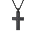 Wholesale Two-Tone Frosted Edge Cross Hip Hop 304 Stainless Steel Necklace – Waterproof