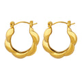 Jewelry wholesale Wholesale Twisted Trendy 304 Stainless Steel Hoop Earrings-18K Gold Plated, Waterproof