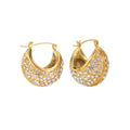 Wholesale Chunky Hoop Cubic Zirconia Trendy 304 Stainless Steel Earrings-18K Gold Plated, Waterproof