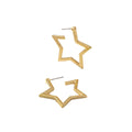 Wholesale Star Minimalist 304 Stainless Steel Hoop Earrings-18K Gold Plated, Waterproof