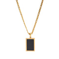 Wholesale Square Pearl Vintage 304 Stainless Steel Pendant Necklace – 18K Gold Plated, Chain 18.11in + 2.36in, Waterproof