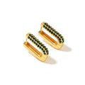 Wholesale Pave Encrusted Elegant 304 Stainless Steel Hoop Earrings-18K Gold Plated, Waterproof