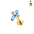 Jewelry wholesale Wholesale G23 Titanium 16G Internally Threaded Flat Back Ring CZ Cross Ear Piercing