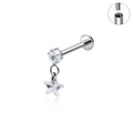 Jewelry wholesale Wholesale G23 Titanium 16G Internally Thread CZ Flat Back Stud Tragus Piercing