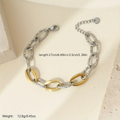 Jewelry wholesale Wholesale Heart Statement 304 Stainless Steel Chain Link Bracelet – 18K Gold Plated, 6.69 in + 1.38 in, Waterproof