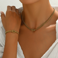 Jewelry wholesale Wholesale Knot Statement 304 Stainless Steel Popcorn Chain Set – 14K Gold Plated, 6.89 in + 1.57 in/16.34 in + 3.15 in, Waterproof
