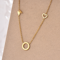 Jewelry wholesale Wholesale Circle Heart Butterfly Delicate 304 Stainless Steel Charm Necklace, Chain 16.54in + 1.97in, Waterproof