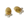 Wholesale Hammered Pearl Trendy 304 Stainless Steel Stud Earrings-18K Gold Plated, Waterproof