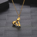 Jewelry wholesale Wholesale Bow Cute 304 Stainless Steel Necklace - 18K Gold Plated, Chain 17.72 in + 1.97 in, Waterproof