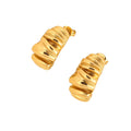 Wholesale Wrinkle Trendy 304 Stainless Steel Hoop Earrings-18K Gold Plated, Waterproof