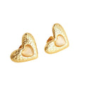 Wholesale Heart Cat's Eye Stone Elegant 304 Stainless Steel Stud Earrings-18K Gold Plated, Waterproof