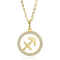 Jewelry wholesale Wholesale Moissanite D/VVS1 Round Cut Charms Pozłacany Znak Zodiaku Strzelec Pendant Necklace – 18K Yellow Gold Vermeil on 925 Silver, 40 + 5 cm Chain, GRA Certified