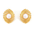 Wholesale Pearl Swirl Trendy 304 Stainless Steel Stud Earrings-18K Gold Plated, Waterproof