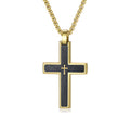 Wholesale Two-Tone Frosted Edge Cross Hip Hop 304 Stainless Steel Necklace – Waterproof