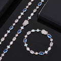 Wholesale 6mm Blue Gem Opal Drip Cross Cubic Zirconia Hip Hop Necklace and Bracelets,7in-24in