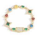 Jewelry wholesale Wholesale Colorful Cubic Zirconia Hip Hop Luxury Link Chain Bracelet 7in,8in,9in