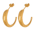 Jewelry wholesale Wholesale Crescent Elegant 304 Stainless Steel Hoop Earrings-18K Gold Plated, Waterproof