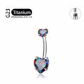 Jewelry wholesale Wholesale G23 Titanium 14G Internally Thread CZ Heart-Belly Button Rings