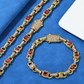Wholesale Colorful Gemstone Cubic Zirconia Hip Hop Necklace and Bracelet, Chain 7in-24in
