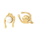 Wholesale Sculptural Pearl Trendy 304 Stainless Steel Stud Earrings-18K Gold Plated, Waterproof