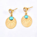 Wholesale Turquoise Bohemian 304 Stainless Steel Earrings-18K Gold Plated, Waterproof